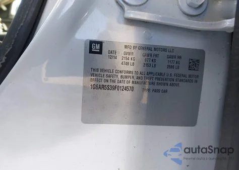 2015 Cadillac Cts Luxury z USA, uszkodzony, nr VIN 1G6AR5S39F0124570